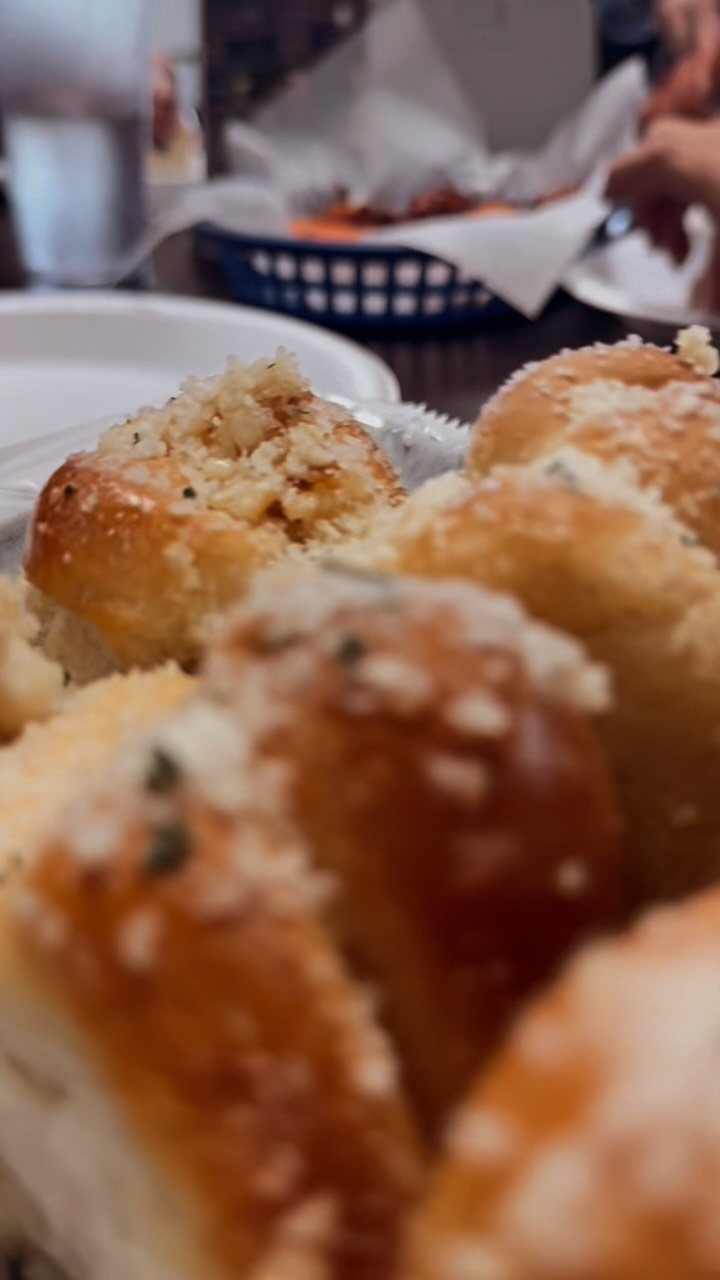 Homemade garlic rolls in a basket