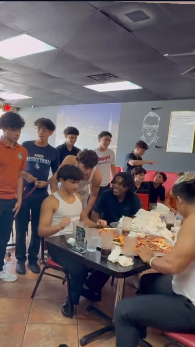 School group eating together in the dining room